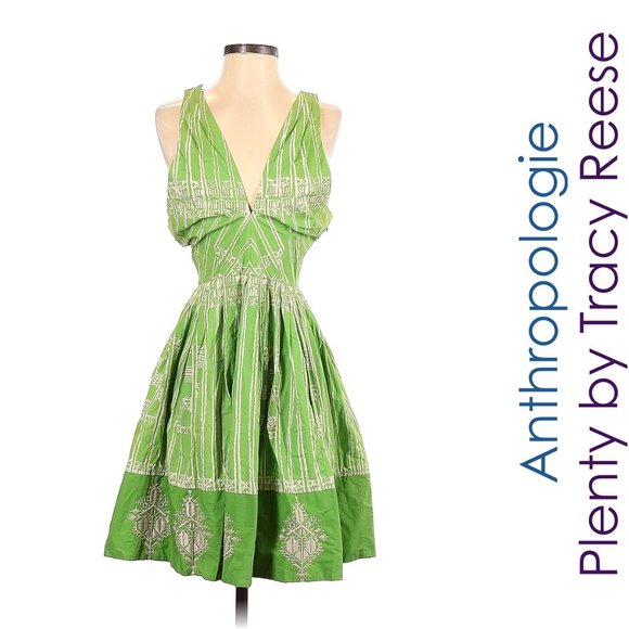 Anthropologie Plenty by Tracy Reese Dress Tribal Embroidered V-Neck Dress - Picture 2 of 4